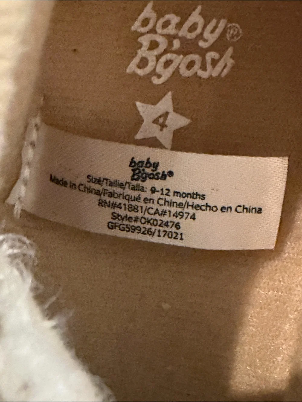 OshKosh B'gosh Tan Moccasin Slippers with Cream Shearling Cuff